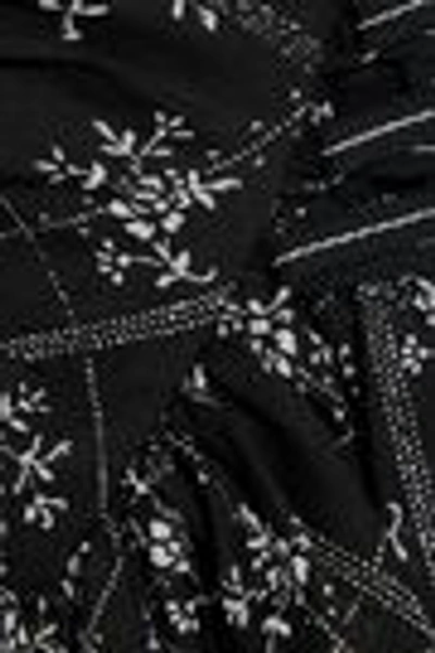Shop Cinq À Sept Amelia Lace-up Printed Cotton-voile Mini Skirt In Black