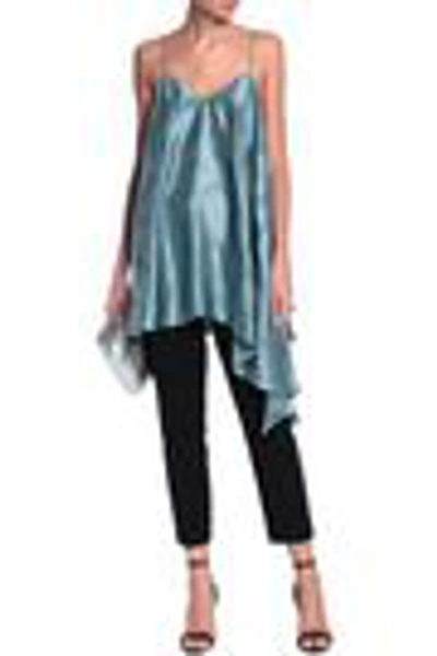 Shop Cinq À Sept Woman Romeo Embroidered Draped Silk-satin Camisole Sky Blue