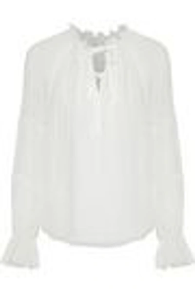 Shop Cinq À Sept Woman Romy Gathered Silk-georgette Blouse Ivory