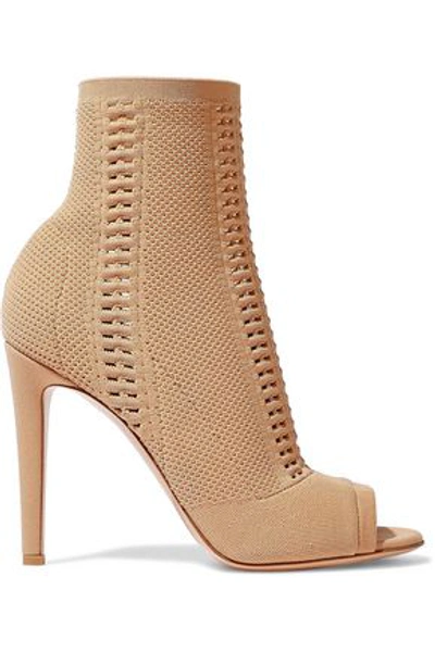 Shop Gianvito Rossi Open-knit Sock Boots In Sand