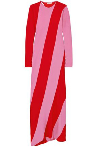 Shop Attico Woman Envers Striped Satin-crepe Maxi Dress Pink