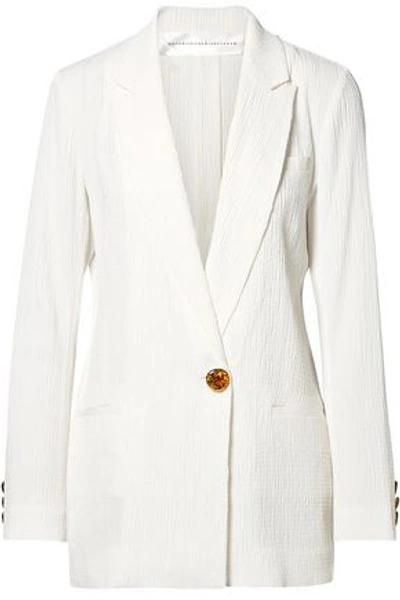 Shop Victoria Victoria Beckham Seersucker Blazer In White