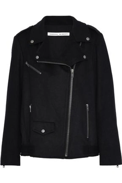 Shop Rebecca Minkoff Wool-blend Biker Jacket In Black