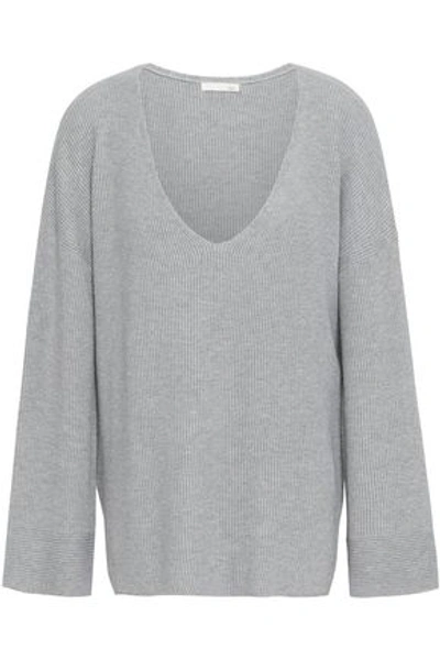 Shop Skin Woman Veronica Ribbed Cotton-blend Sweater Light Gray