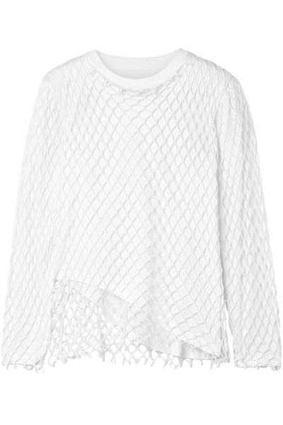 Shop Marques' Almeida Woman Layered Fishnet And Cotton-jersey Top White