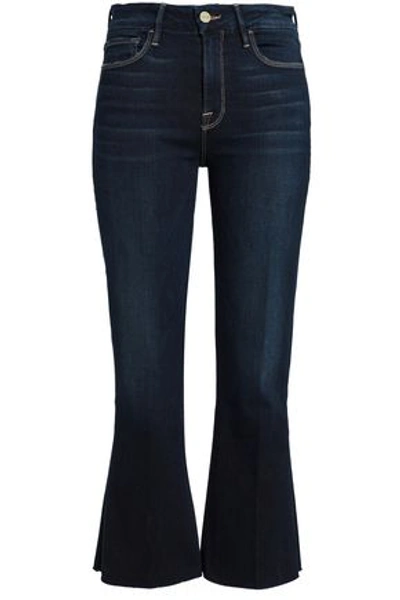Shop Frame High-rise Kick-flare Jeans In Dark Denim