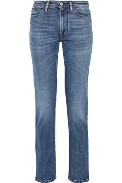 Shop Acne Studios Mid-rise Slim-leg Jeans In Mid Denim