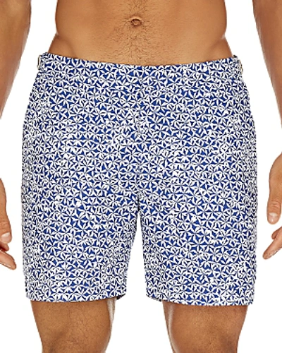 Shop Orlebar Brown Bulldog Foglne Floral-print Swim Trunks In Blue