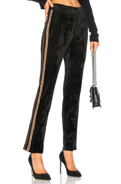 Shop Pam & Gela Velvet Side Slit Track Pant In Black