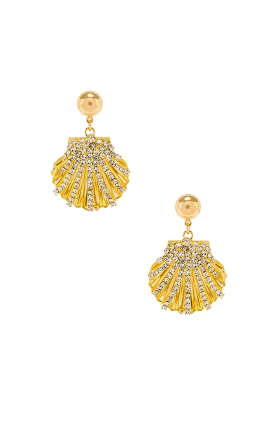 Shop Laruicci Crystal Seashell Earrings In Gold