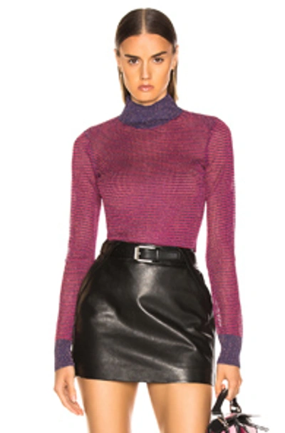 Shop Rag & Bone Raina Turtleneck In Purple,metallic,stripes