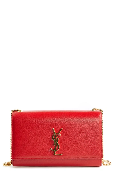 Shop Saint Laurent 'medium Kate' Leather Chain Shoulder Bag - Red In Lipstick Red