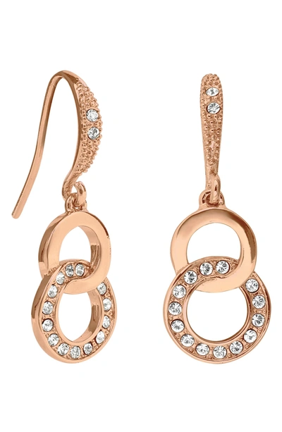 Shop Adore Interlocking Ring Drop Earrings In Rose Gold