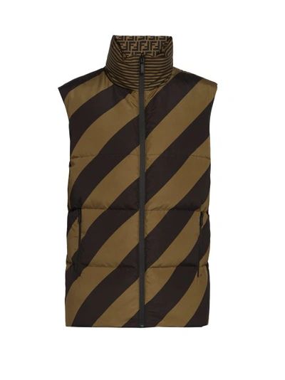 Fendi Men's Reversible Down Quilted Vest In Brown Multi | ModeSens