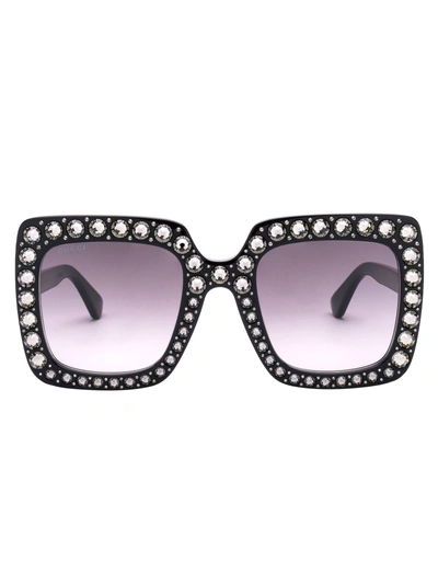 Shop Gucci Eyewear Crystals Applique Sunglasses In C001