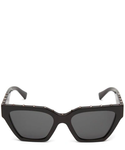 Shop Valentino Angular Acetate Rockstud Sunglasses
