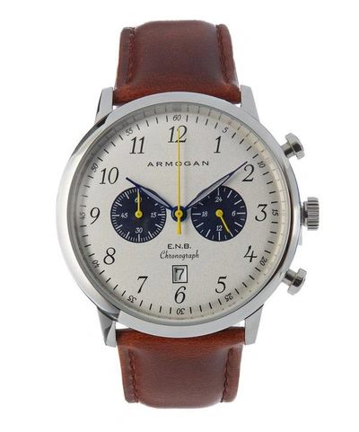 Shop Armogan S83 Brown Leather Strap Watch