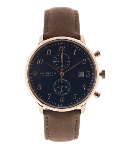 Shop Armogan Regalia C43 Suede Leather Strap Watch In Brown