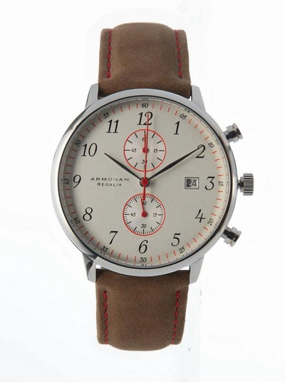 Shop Armogan Regalia S87 Suede Leather Watch In White