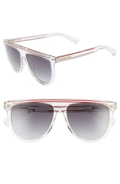 Shop Marc Jacobs 57mm Gradient Flat Top Sunglasses - Crystal