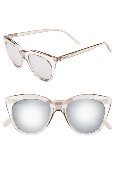 Shop Le Specs Halfmoon Magic 51mm Cat Eye Sunglasses - Stone/ Silver Mirror
