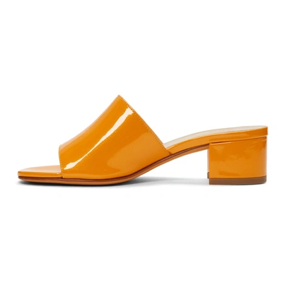 Shop Maryam Nassir Zadeh Yellow Patent Sophie Slide Sandals In 125 Mango