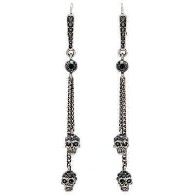 Shop Alexander Mcqueen Silver Chain Skull Earrings In 1177 0446