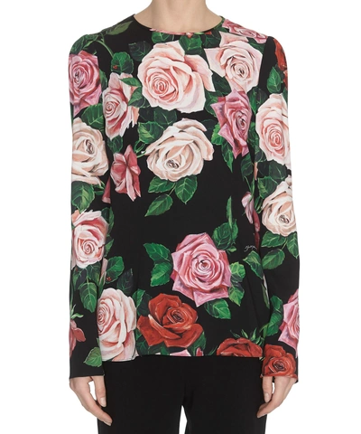 Shop Dolce & Gabbana Roses Print Top In Multicolor