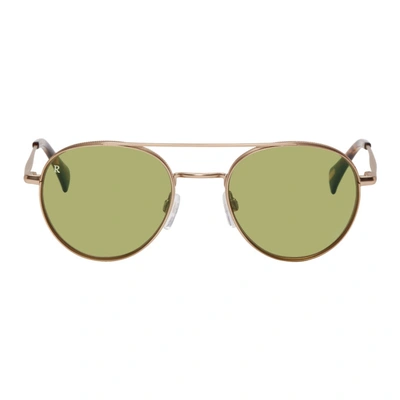 Shop Raen Gold And Green Aliso Sunglasses In Gld Tort Ol