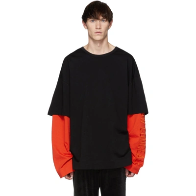 Shop Juunj Juun.j Ssense Exclusive Black And Orange Layered Long Sleeve T-shirt In Black/orang