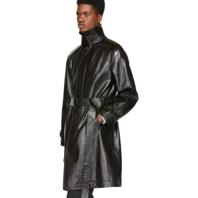 Shop Alexander Mcqueen Black Shiny Leather Trench Coat In 1017 Sh.blk