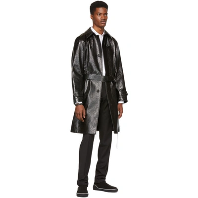 Shop Alexander Mcqueen Black Shiny Leather Trench Coat In 1017 Sh.blk
