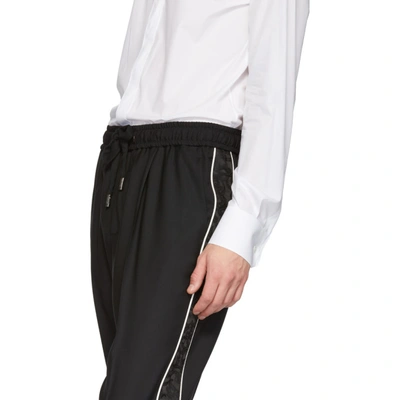 Shop Dolce & Gabbana Dolce And Gabbana Black Jacquard Stripe Trousers