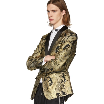 Shop Dolce & Gabbana Dolce And Gabbana Black And Gold Lurex Blazer In S8351 Gold