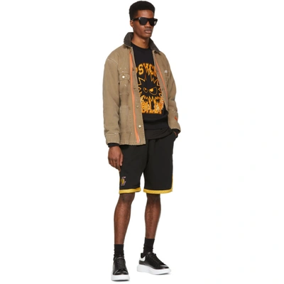 Shop Mcq By Alexander Mcqueen Mcq Alexander Mcqueen Black And Yellow Psycho Billy Slouch Sweatshirt In 1000 Dk.blk