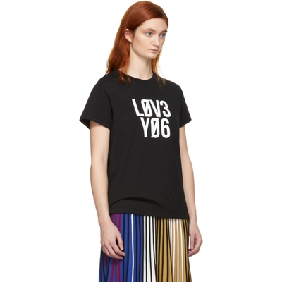 Shop Red Valentino Black Love You T-shirt In 0no Black