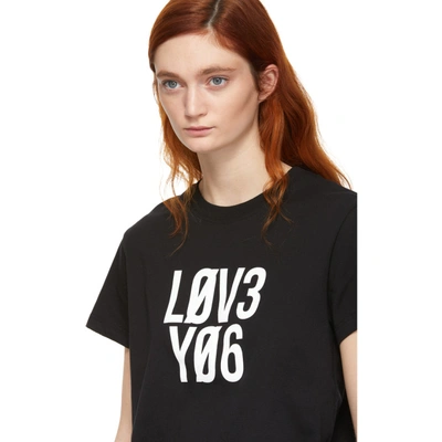 Shop Red Valentino Black Love You T-shirt In 0no Black