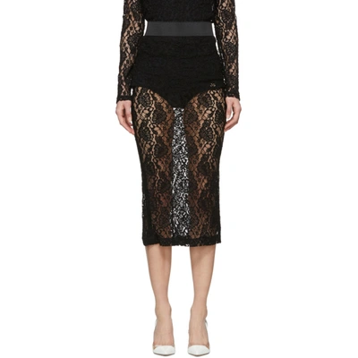 Shop Dolce & Gabbana Dolce And Gabbana Black Lace Skirt In N0000 Black