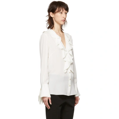 Shop Alexander Mcqueen White Silk Ruffle Shirt In 9016 White