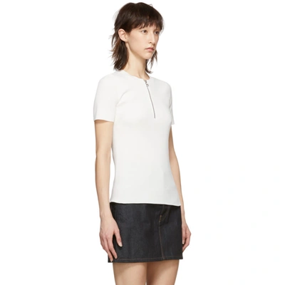 Shop Helmut Lang White Essential Zip Tee Sweater In Natural Whi