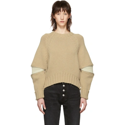Shop Alexander Mcqueen Tan Zip Sweater In 9810 Camel/