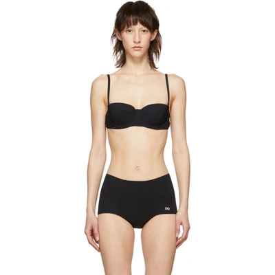 Shop Dolce & Gabbana Dolce And Gabbana Black Cup Bikini Top In N0000 Black