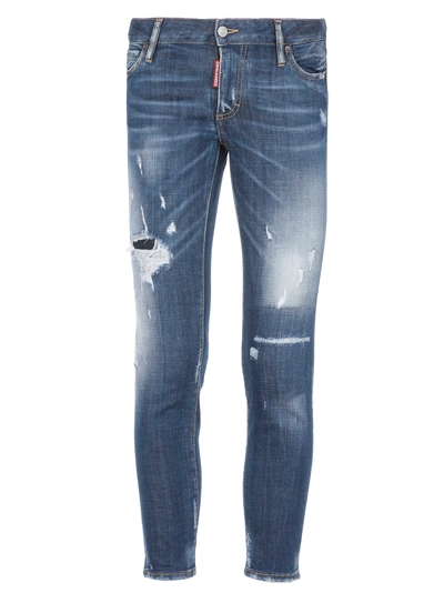 Shop Dsquared2 Super Skinny Cropped Jean In Blue