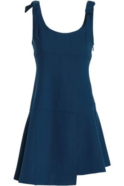 Shop Cinq À Sept Woman Jeanette Bow-detailed Cady Mini Dress Storm Blue