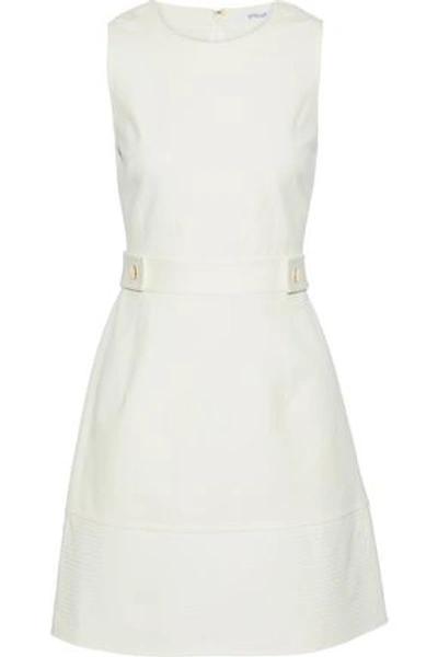 Shop Derek Lam 10 Crosby Woman Button-embellished Stretch-cotton Mini Dress Ivory