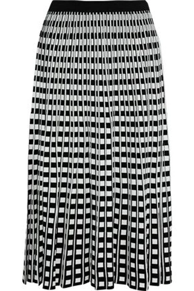 Shop Derek Lam 10 Crosby Woman Pleated Jacquard-knit Midi Skirt Black