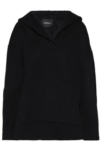 Shop Goen J Goen.j Woman Oversized Wool And Cashmere-blend Hooded Top Black