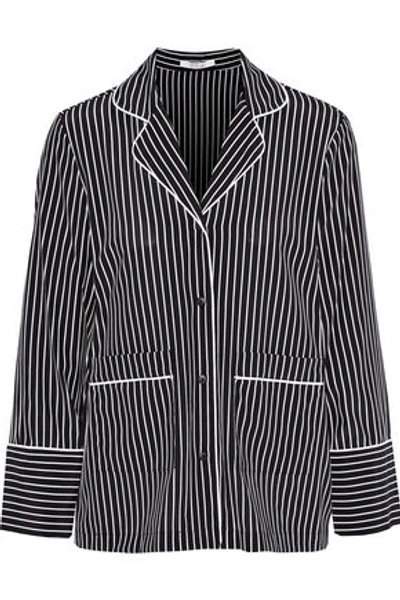 Shop Derek Lam 10 Crosby Woman Striped Stretch-silk Shirt Black