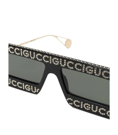 Shop Gucci Black Mask Frame Sunglasses