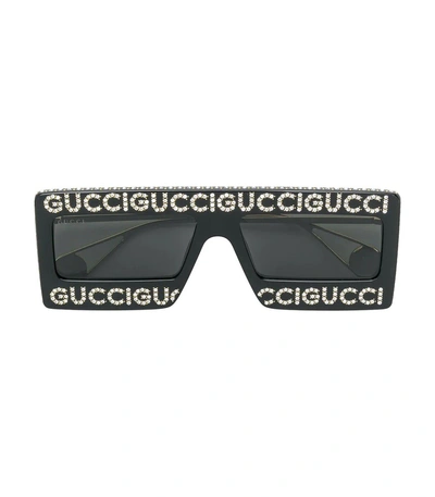 Shop Gucci Black Mask Frame Sunglasses